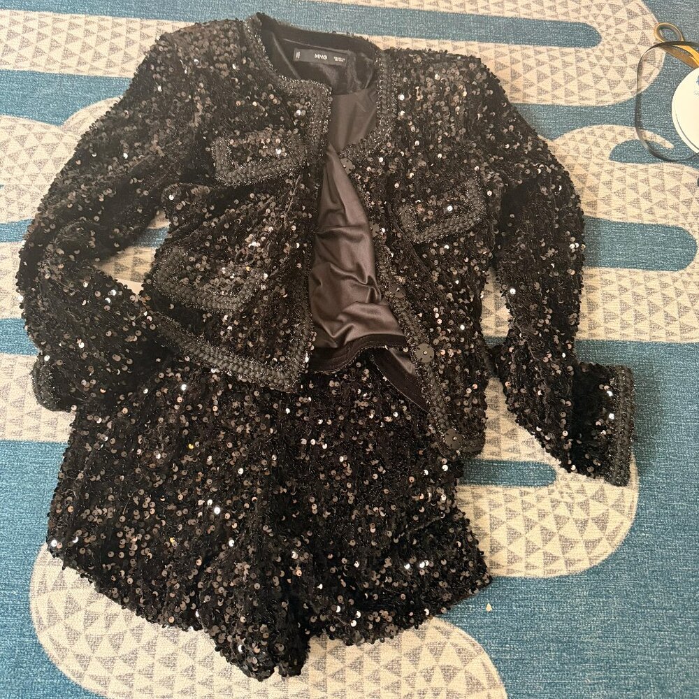 Black sparkle sequin set